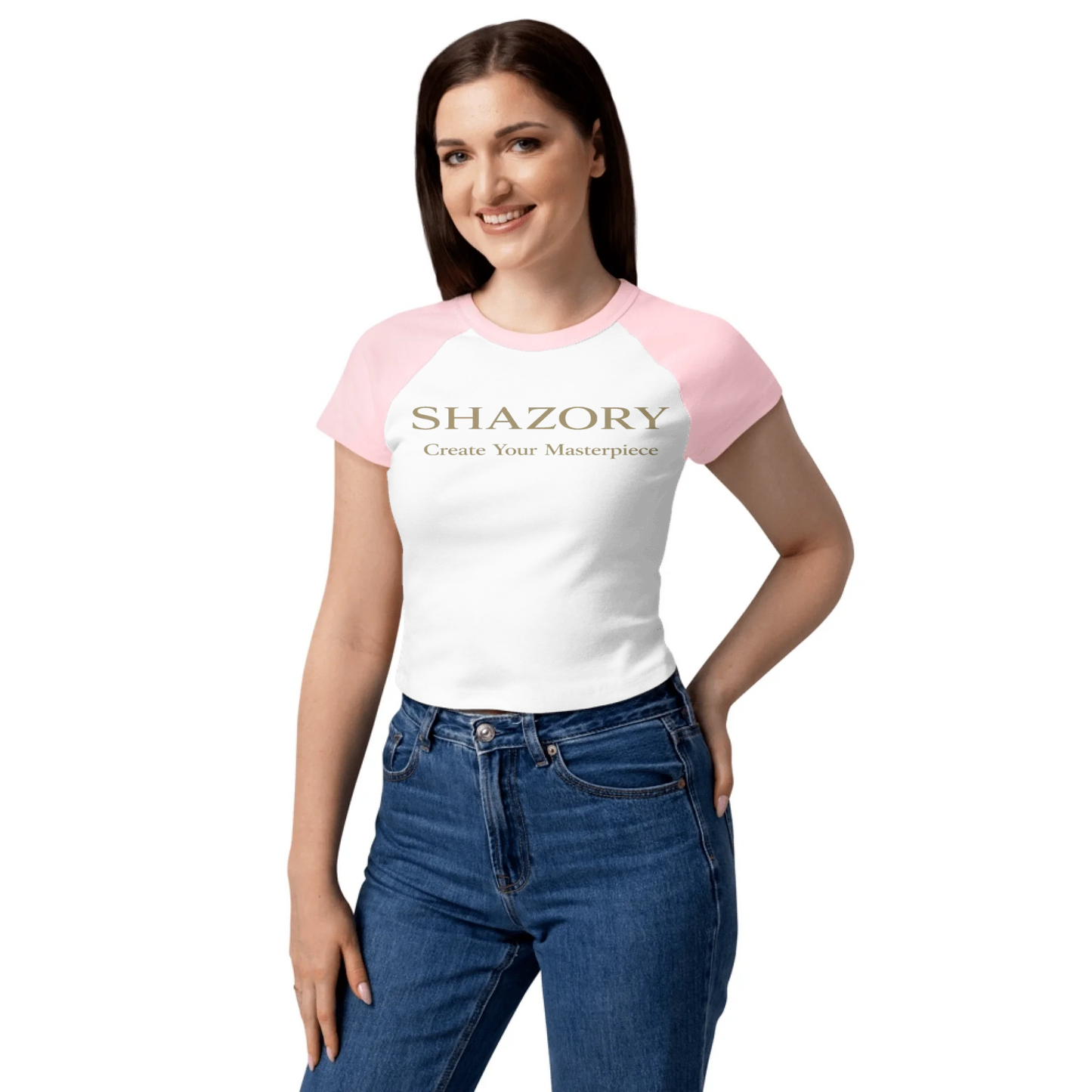 Lifestyle styling of personalized fitted baby tee — apparel ready for daily use