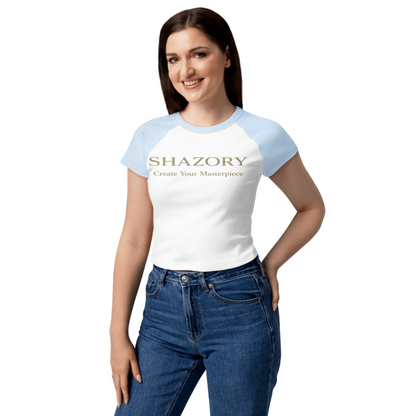Custom fitted baby tee shown in use — apparel made for everyday styling