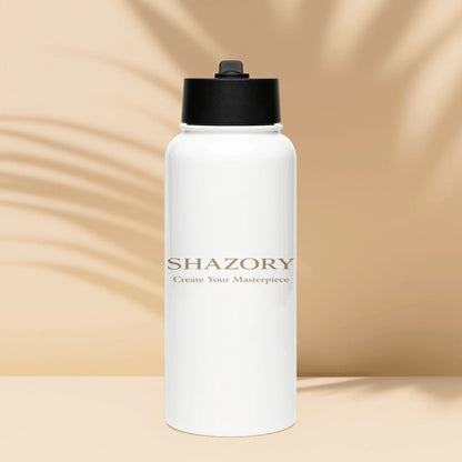 Side profile of custom insulated water bottle — personalized drinkware detail