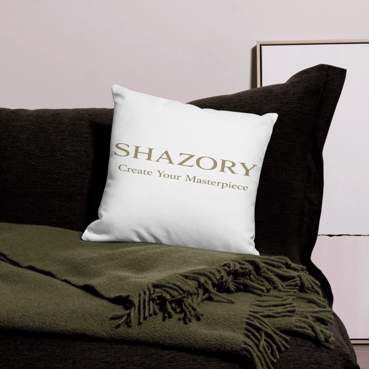 Front view of personalized linen-feel pillowcase — bedroom decor for everyday use