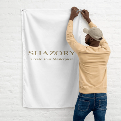 Top view of custom all-over wall flag — personalized photo design from Creator Studio