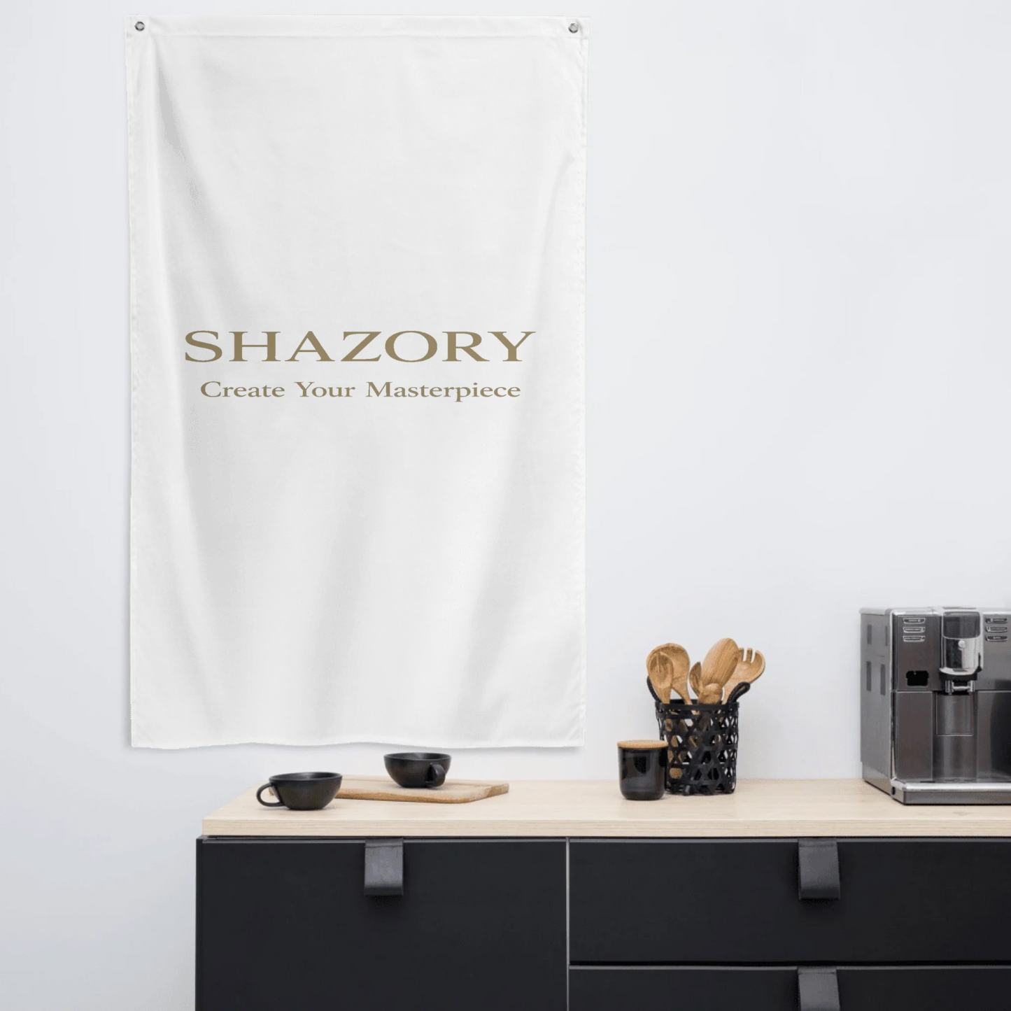 Made-to-order Shazory all-over wall flag — personalized textile gift