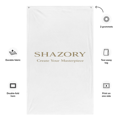 Custom photo all-over wall flag from Shazory Creator Studio — home decor made to order