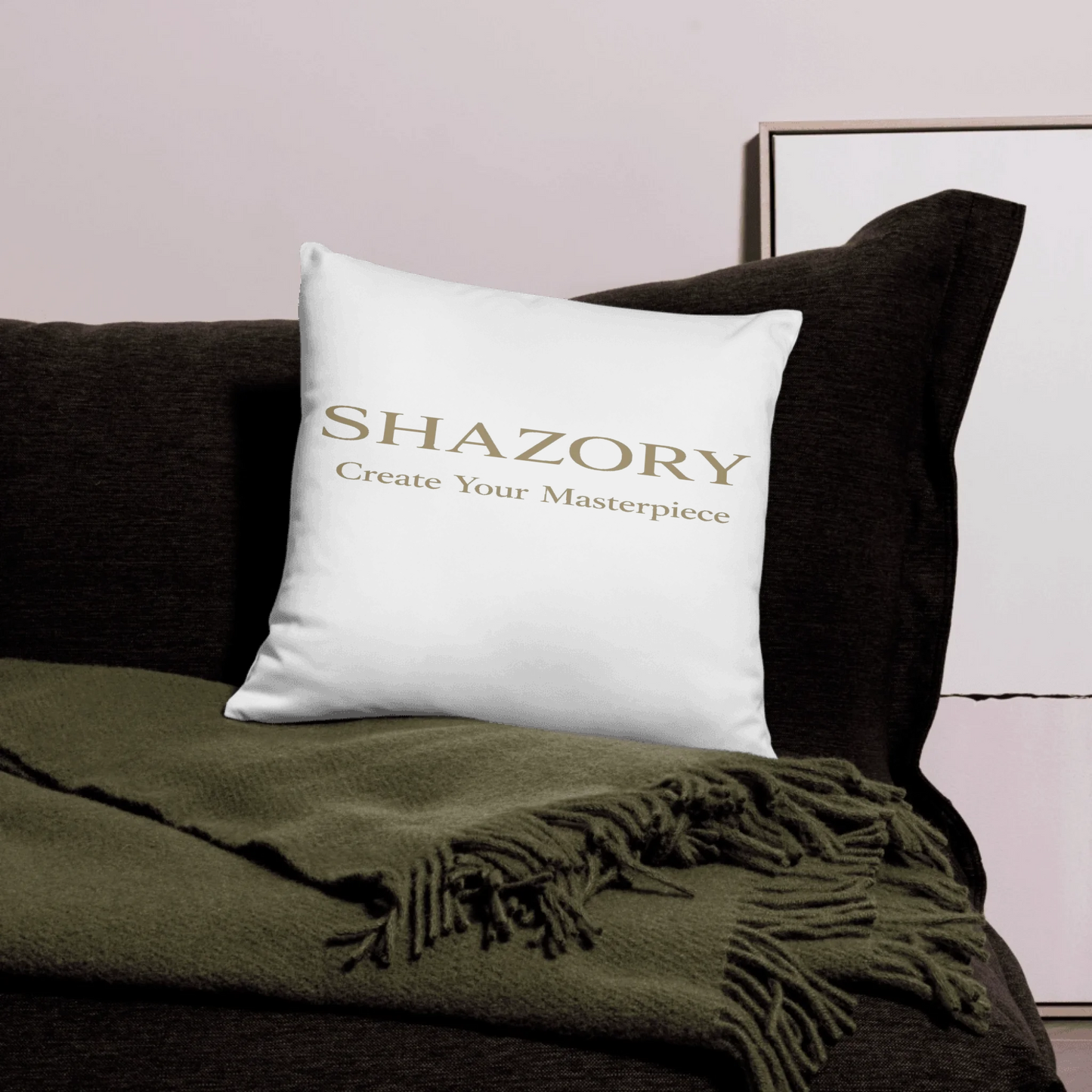 Front view of personalized soft accent pillow — couch decor for everyday use