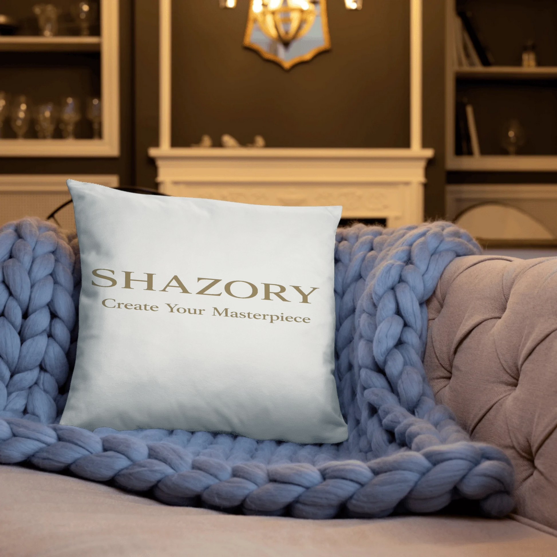 Close-up detail of custom photo print on soft accent pillow — pillow surface texture