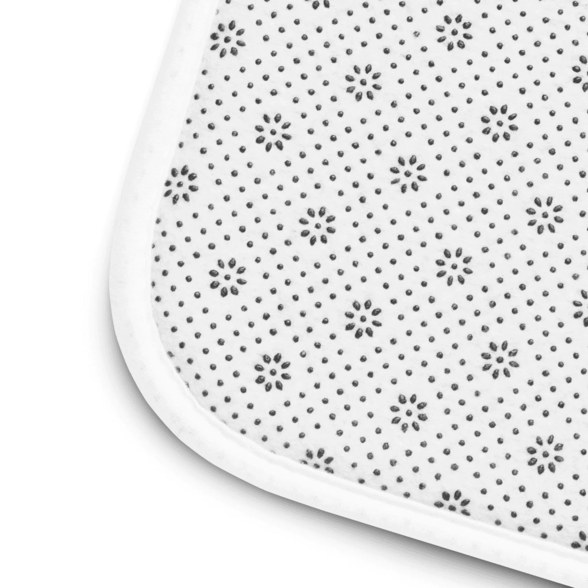 Close-up detail of custom photo print on memory foam bath mat — bath mat surface texture