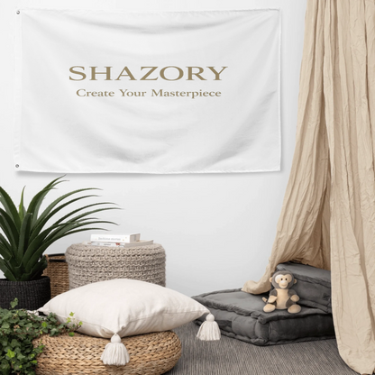 Front view of personalized all-over wall flag — wall flag for everyday use