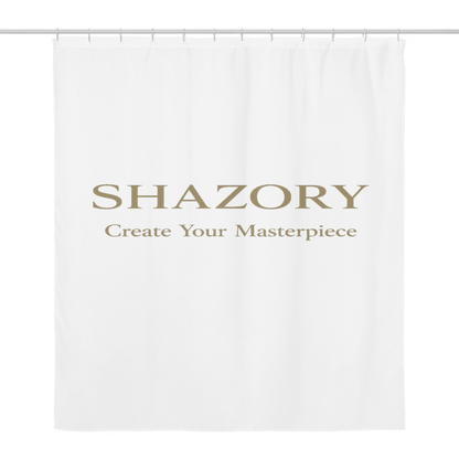 Close-up detail of custom photo print on shower curtain — bathroom upgrade surface texture