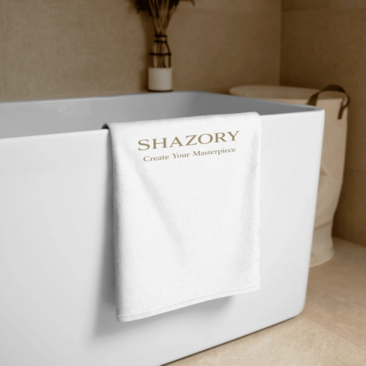 Close-up detail of custom photo print on all-over beach towel — beach towel surface texture