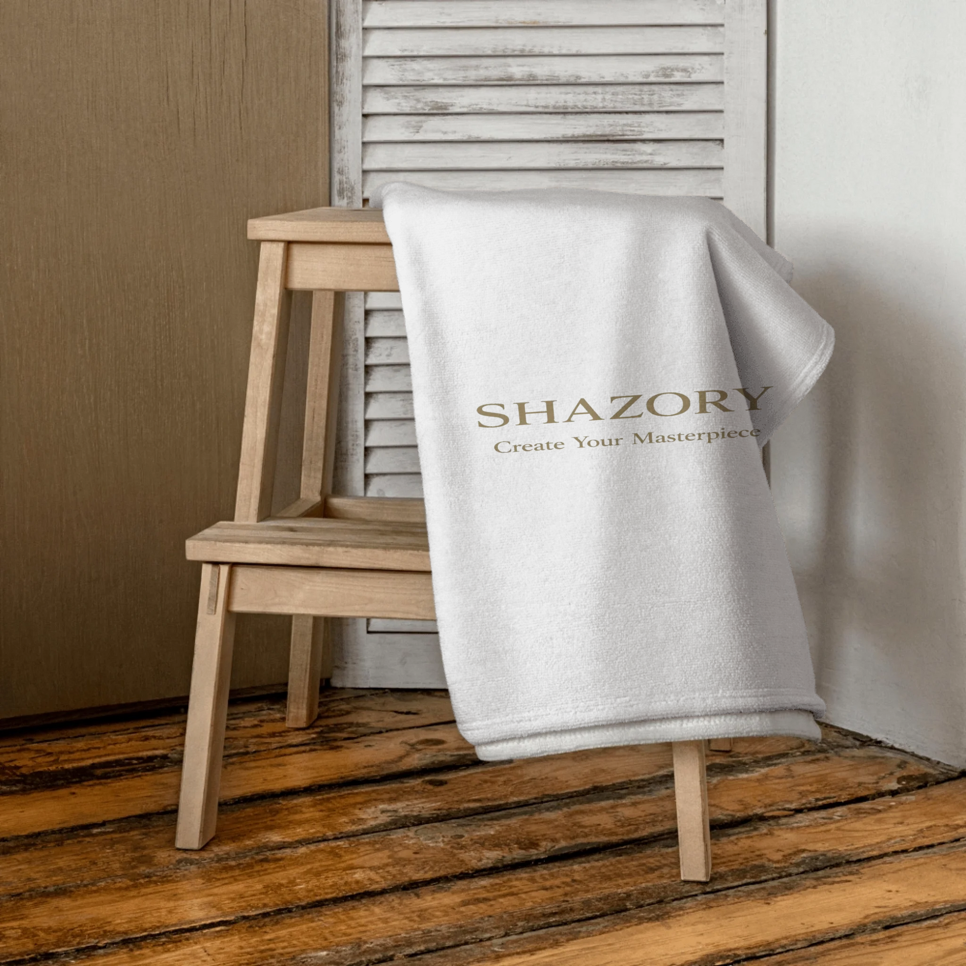 Alternate angle of custom all-over beach towel — personalized design with all-over print towel