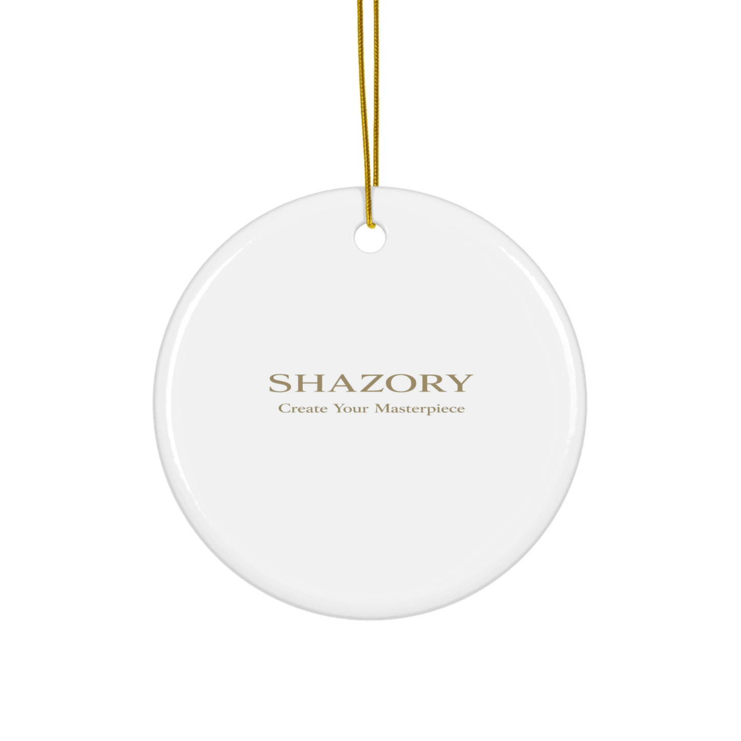 Close-up detail of custom photo print on ceramic ornament — christmas gift surface texture
