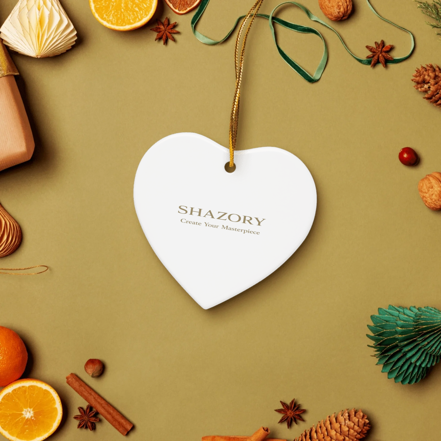 Lifestyle styling of personalized ceramic ornament — ceramic ornament ready for daily use