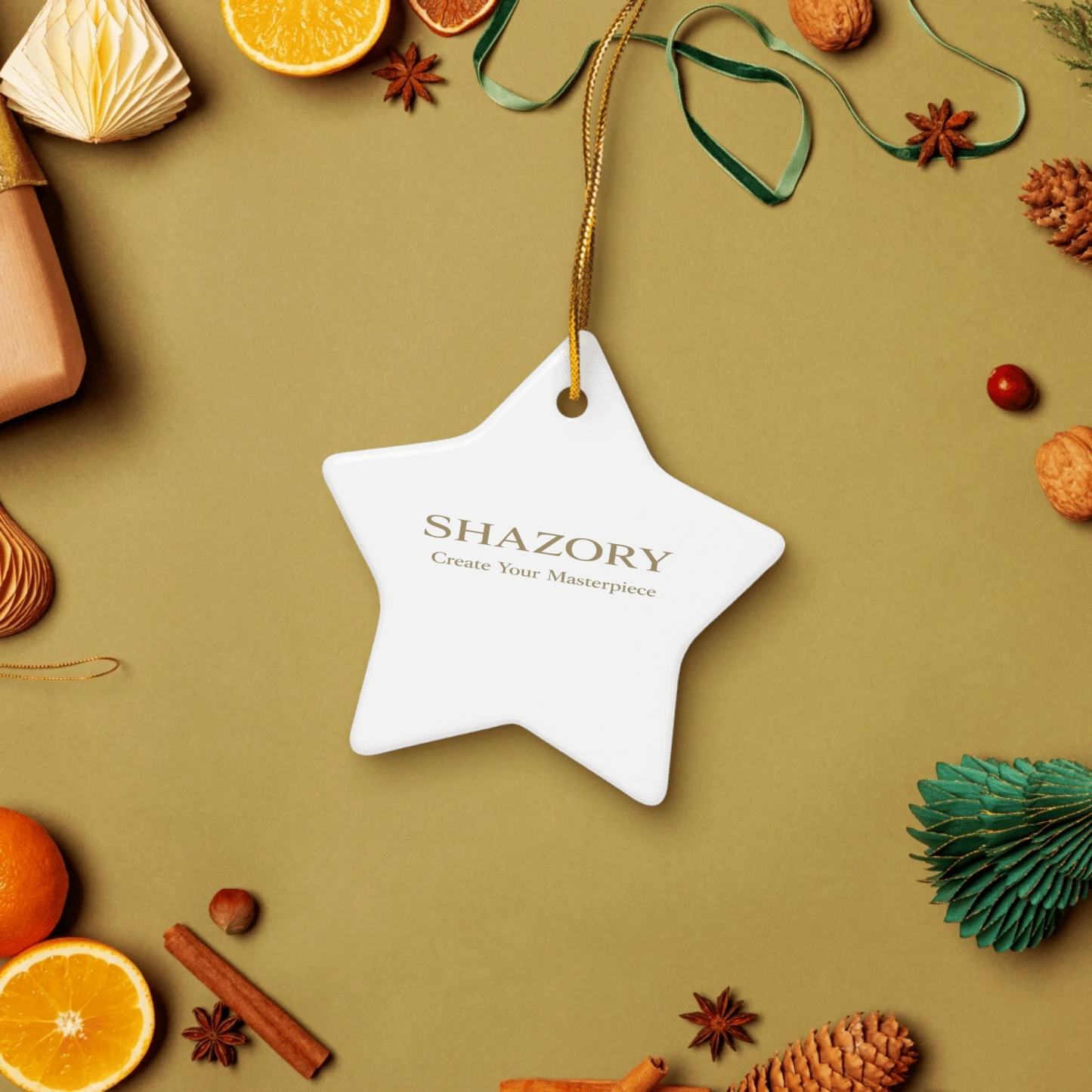 Personalized ceramic ornament in alternate color — custom photo or design print
