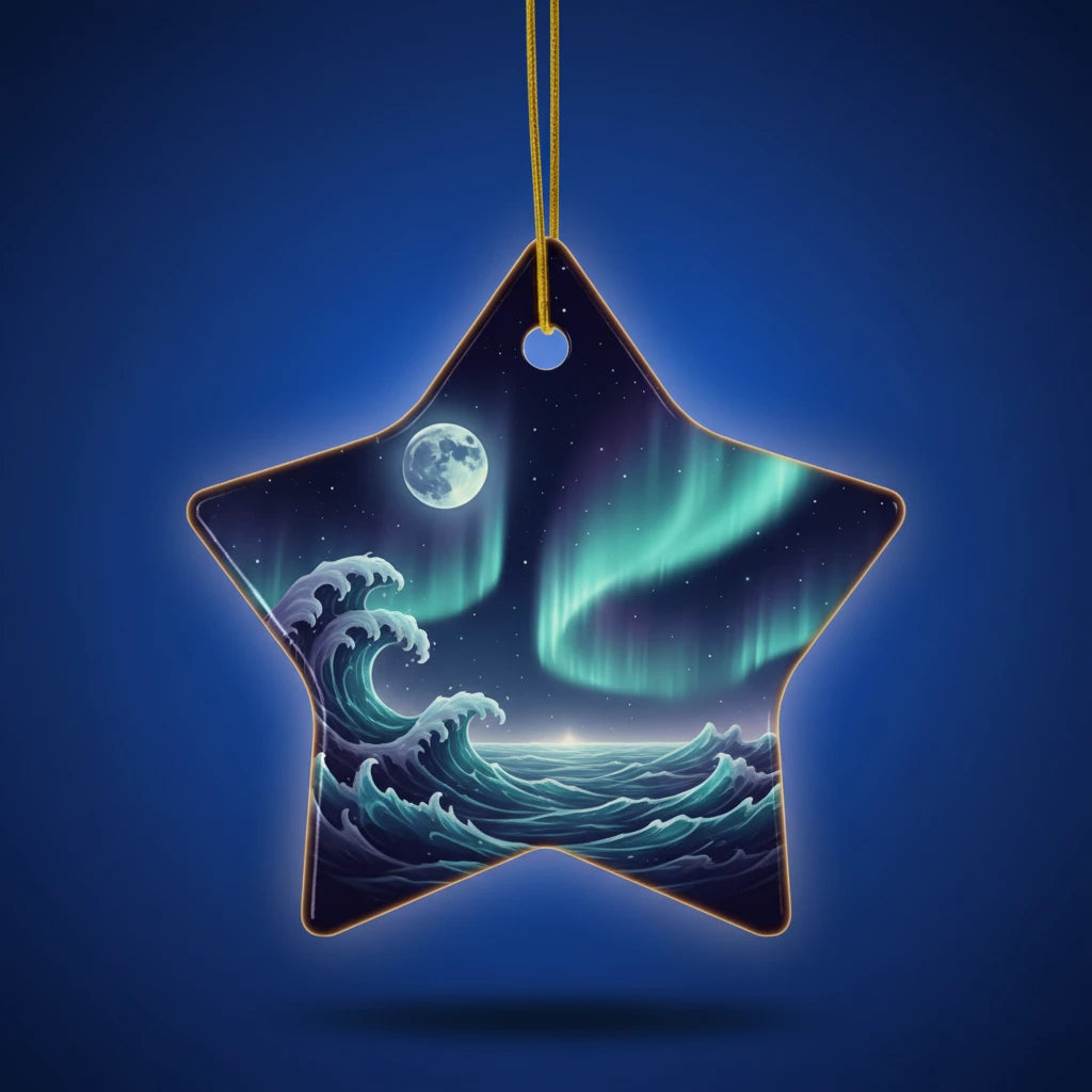 Side profile of custom ceramic ornament — personalized christmas gift detail