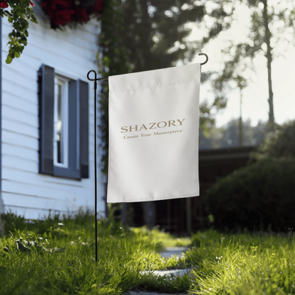 Detail texture macro of custom garden flag — premium porch decor finish