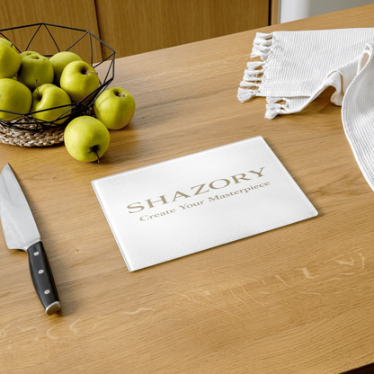 Lifestyle styling of personalized glass cutting board — charcuterie board ready for daily use