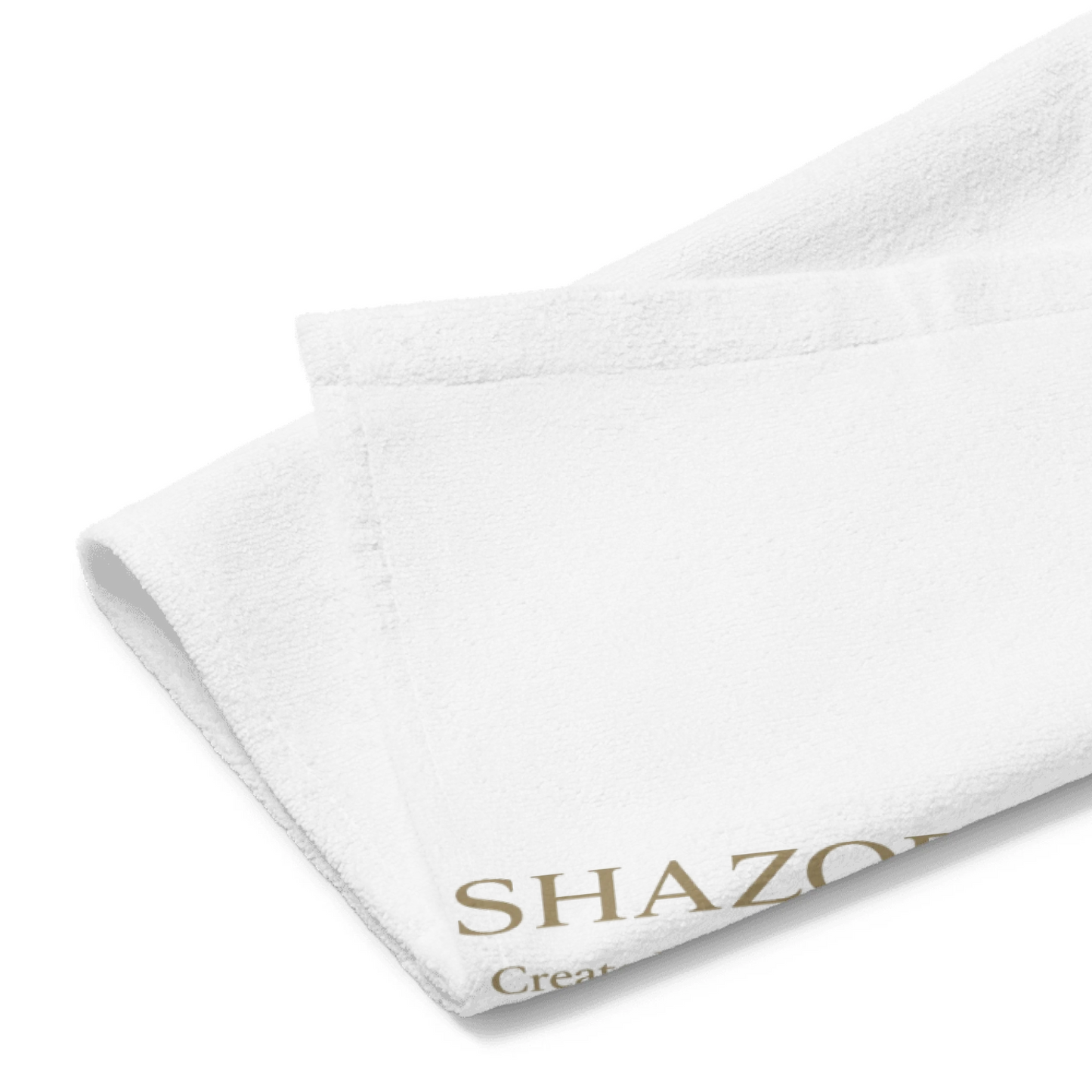 Alternate angle of custom hand towel — personalized design with bathroom decor