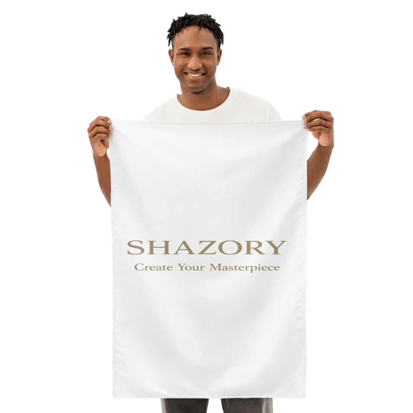 Front view of personalized indoor wall tapestry — textile for everyday use