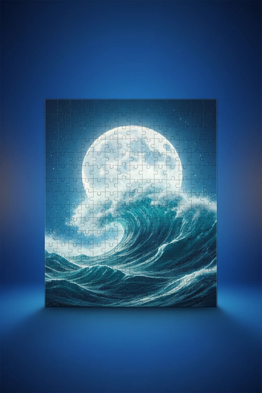 Lifestyle styling of personalized jigsaw puzzle — puzzle ready for daily use
