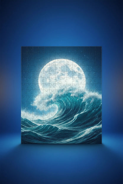 Lifestyle styling of personalized jigsaw puzzle — puzzle ready for daily use