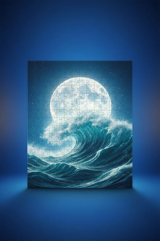Lifestyle styling of personalized jigsaw puzzle — puzzle ready for daily use