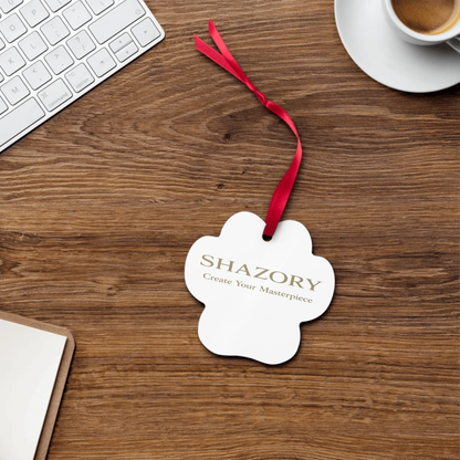 Lifestyle styling of personalized metal ornament — christmas decor ready for daily use