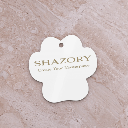 Alternate angle of custom metal ornament — personalized design with christmas decor
