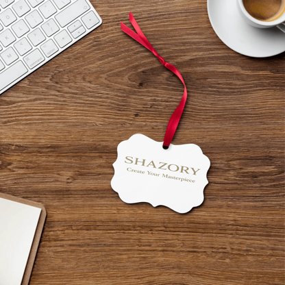 Side profile of custom metal ornament — personalized ornament detail