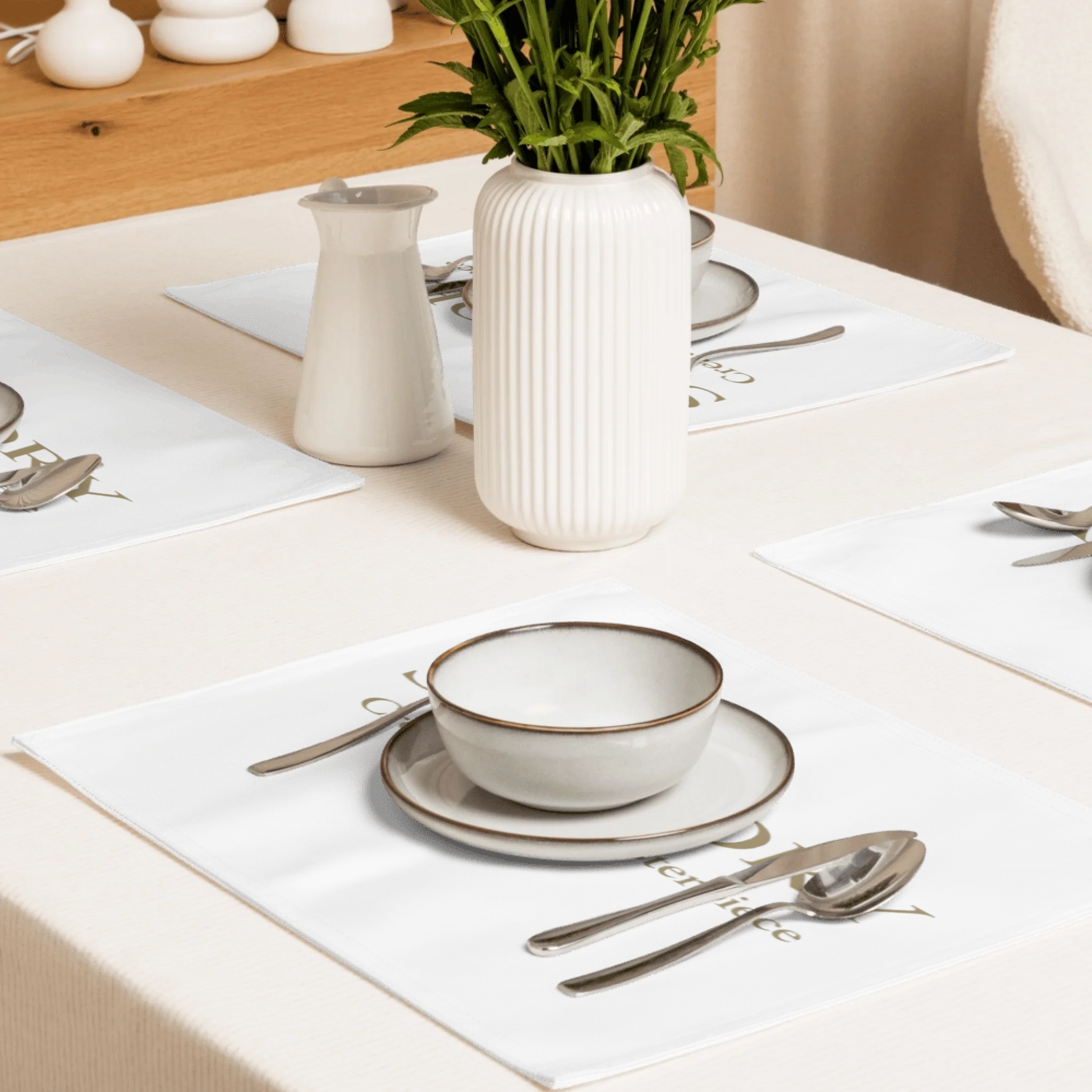 Front view of personalized placemat set of 4 — textile for everyday use