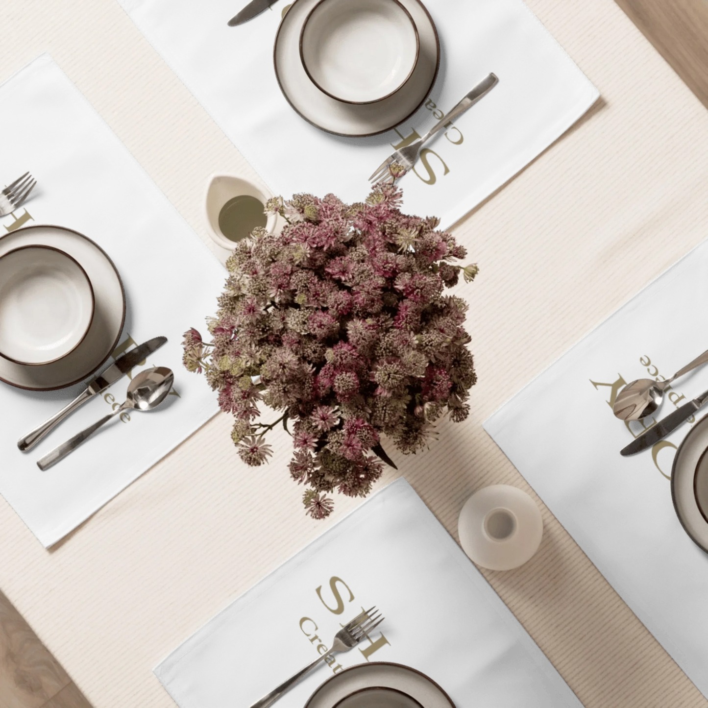 Close-up detail of custom photo print on placemat set of 4 — dining accessory surface texture