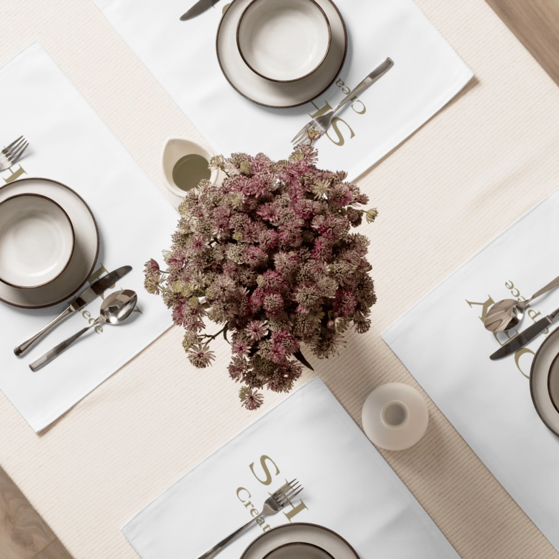 Close-up detail of custom photo print on placemat set of 4 — dining accessory surface texture