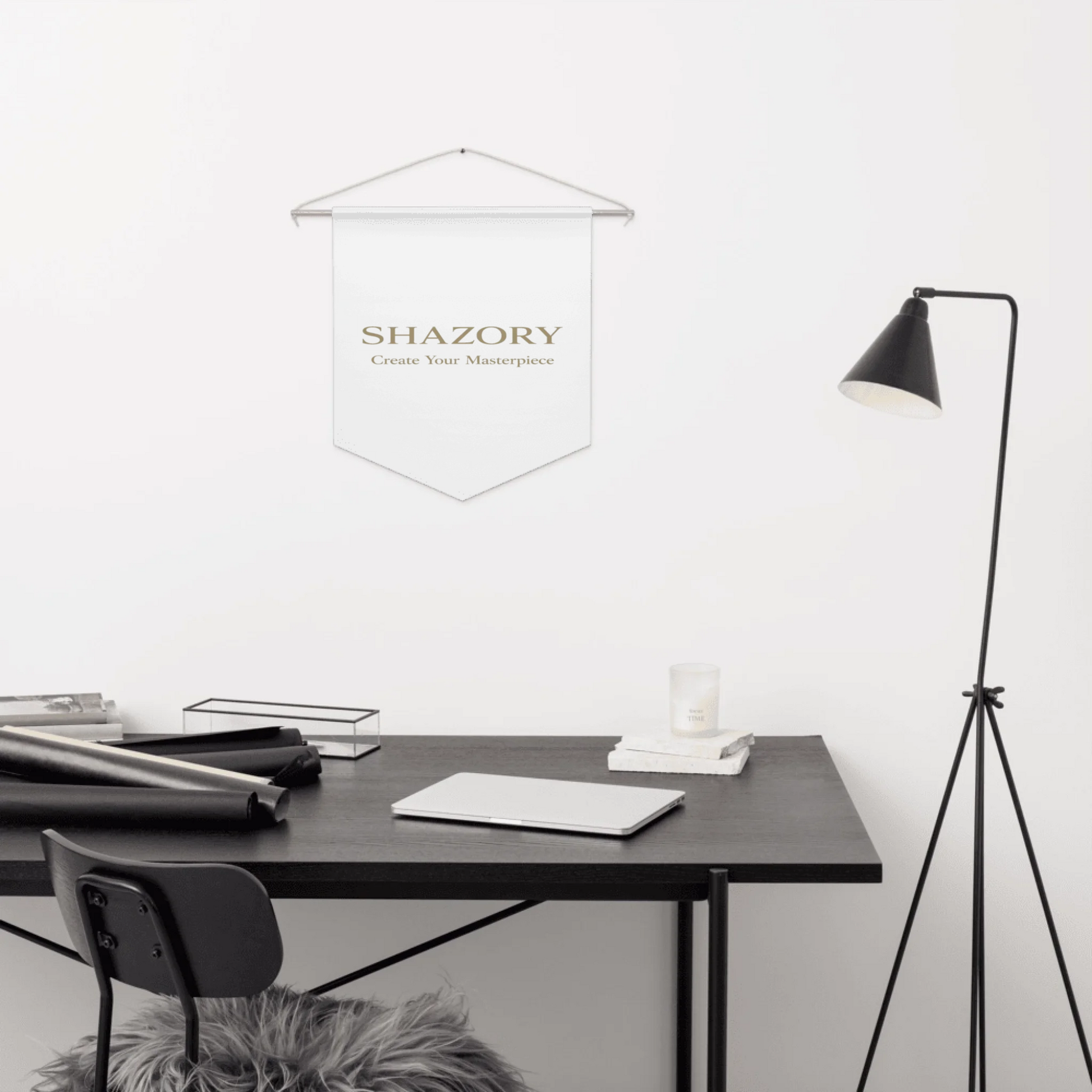 Front view of personalized pennant — dorm decor for everyday use