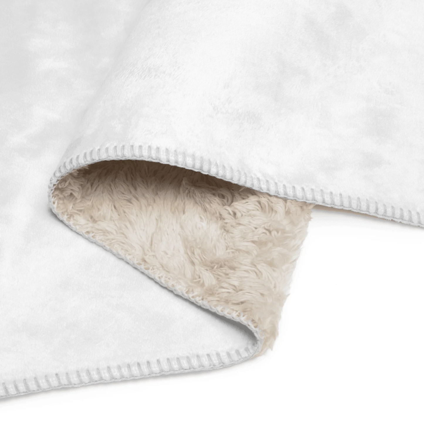 Close-up detail of custom photo print on sublimated sherpa blanket — textile surface texture