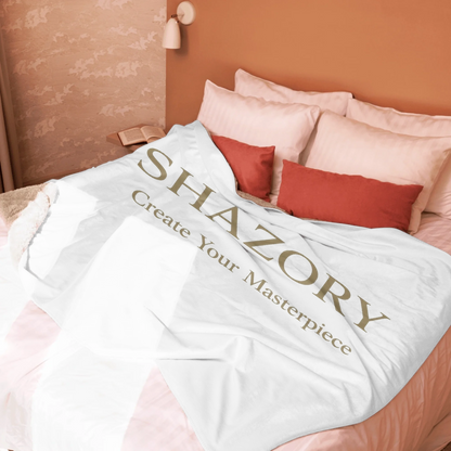 Made-to-order Shazory sublimated sherpa blanket — personalized couch decor gift