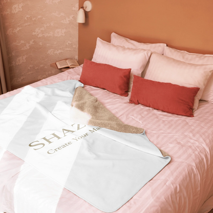 Variation view of custom sublimated sherpa blanket — personalized blanket styling