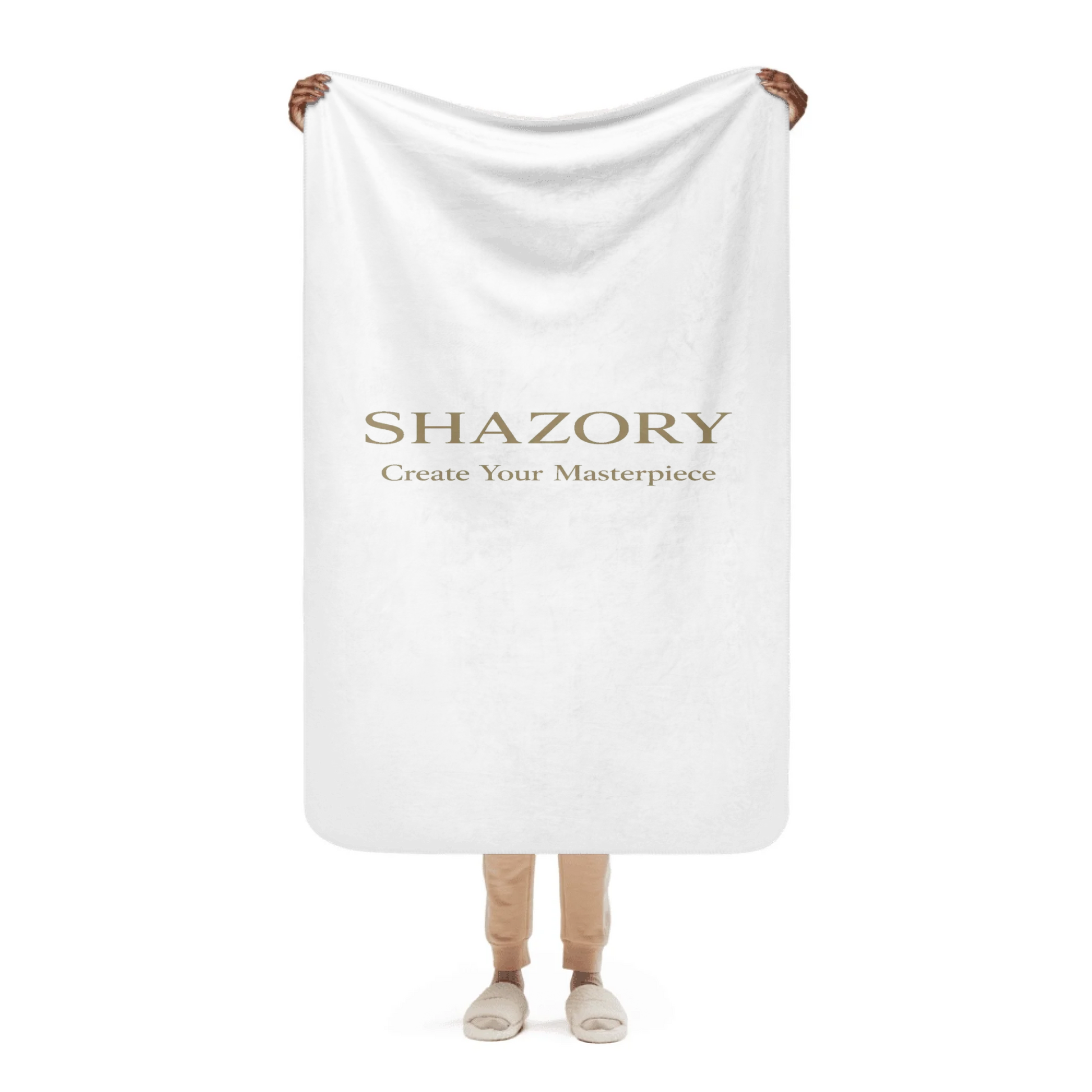 Close-up detail of custom photo print on sublimated sherpa blanket — couch decor surface texture
