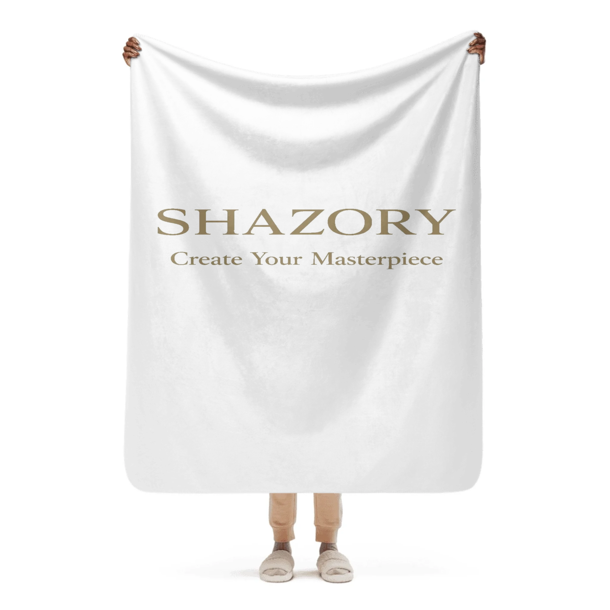 Alternate angle of custom sublimated sherpa blanket — personalized design with textile