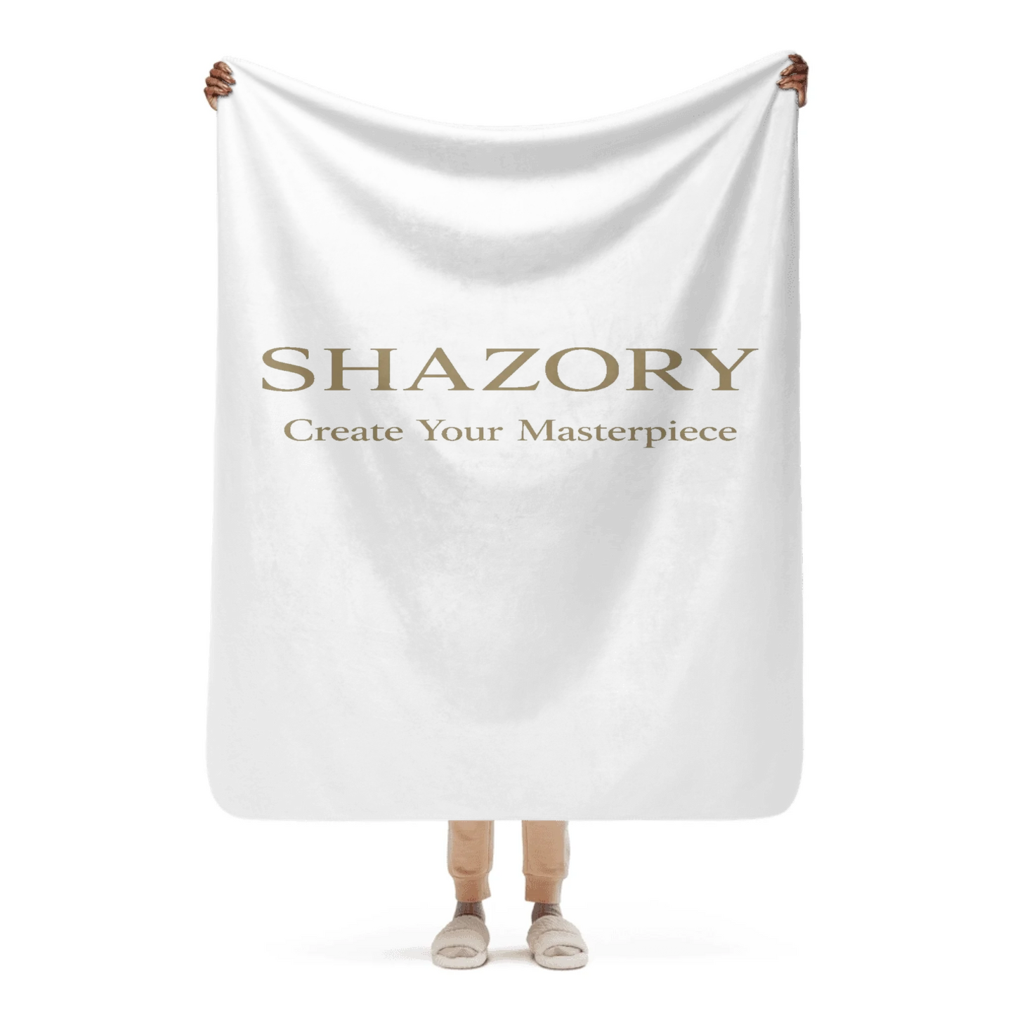 Back view of personalized sublimated sherpa blanket — custom blanket print quality