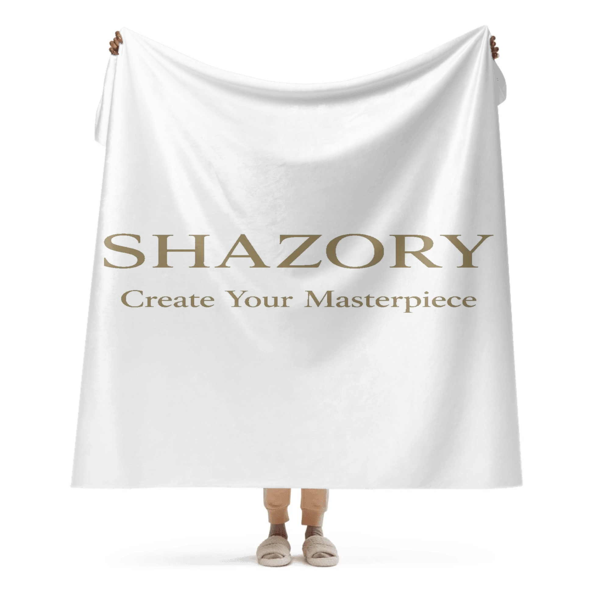 Detail texture macro of custom sublimated sherpa blanket — premium couch decor finish
