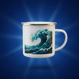 Custom enamel camping mug with personalized photo or design from Shazory