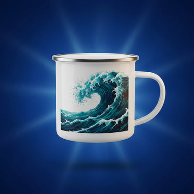 Custom enamel camping mug with personalized photo or design from Shazory