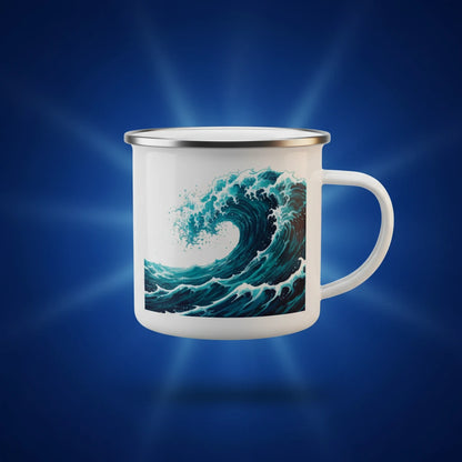 Custom enamel camping mug with personalized photo or design from Shazory