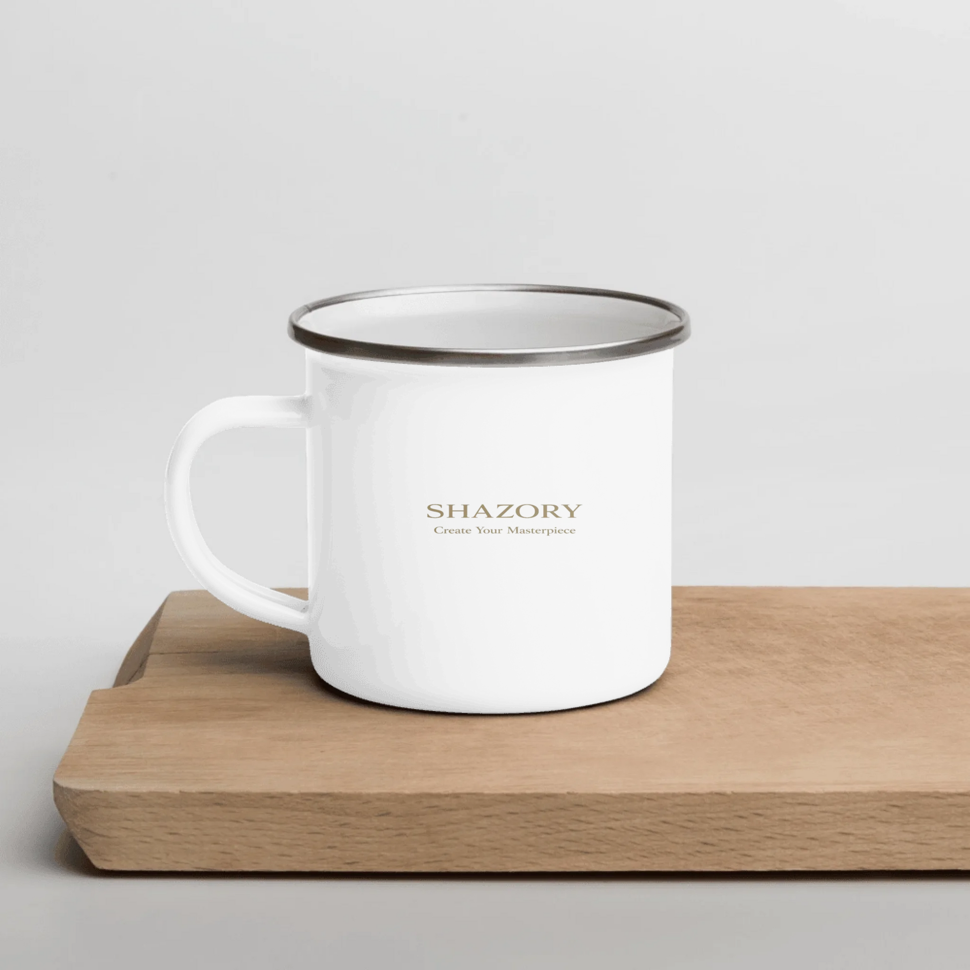 Front view of personalized enamel mug — coffee gift for everyday use