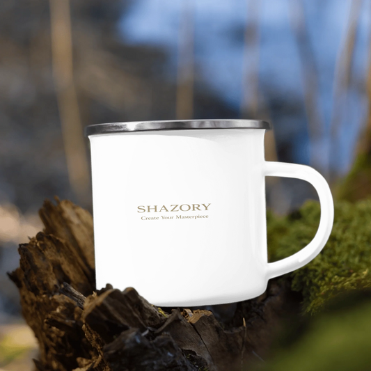 Detail texture macro of custom enamel mug — premium mug finish