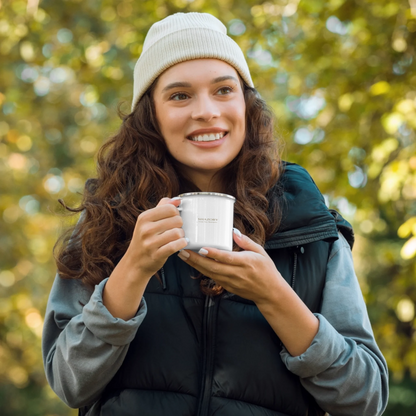 Made-to-order Shazory enamel mug — personalized camping mug gift