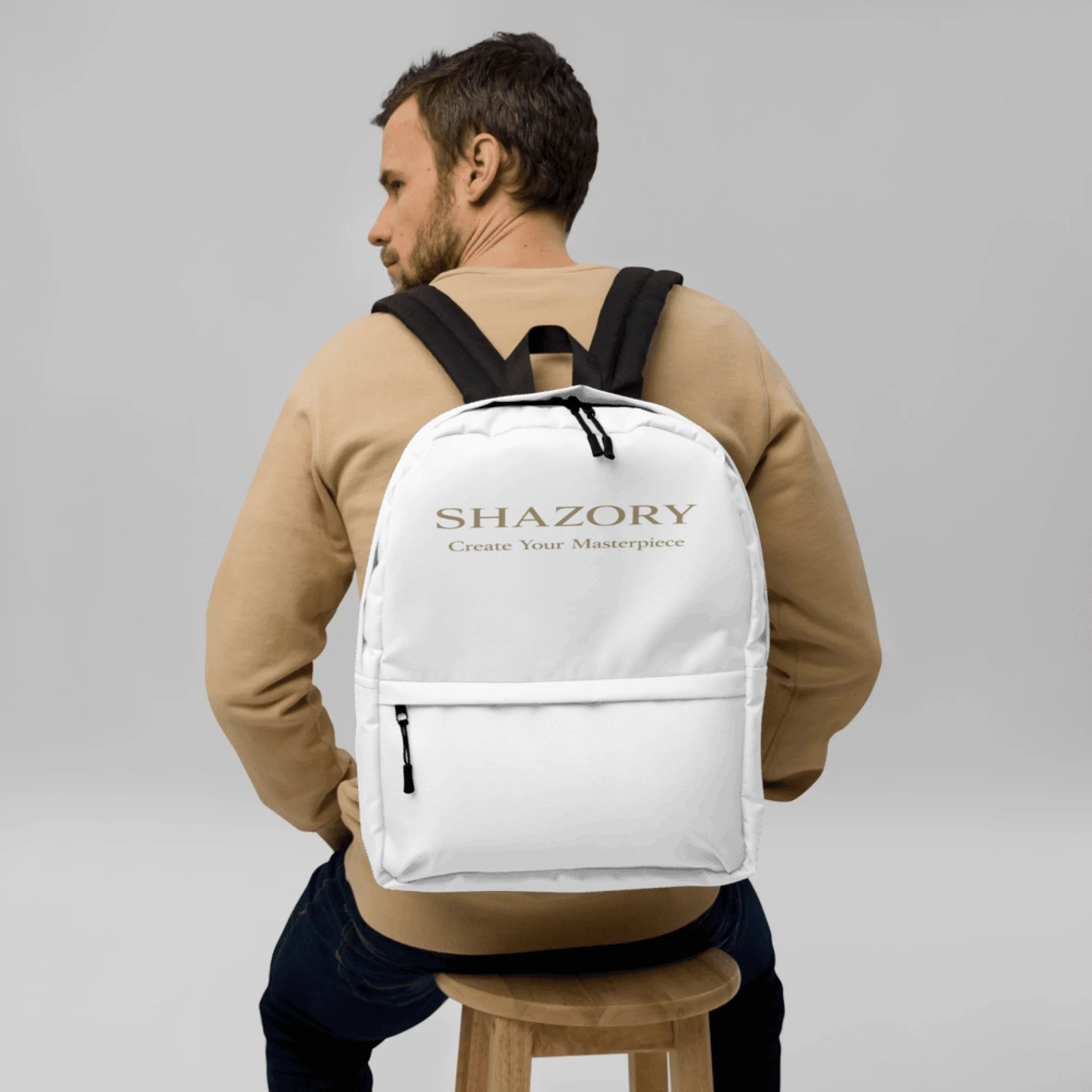 Front view of personalized all-over backpack — backpack for everyday use
