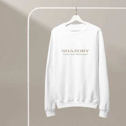 Lifestyle styling of personalized crewneck sweatshirt — apparel ready for daily use