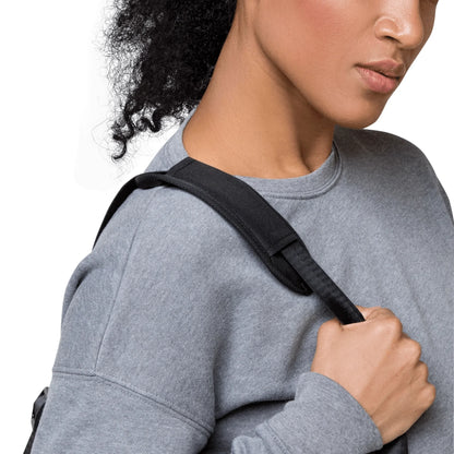 Side profile of custom all-over duffle bag — personalized gym bag detail