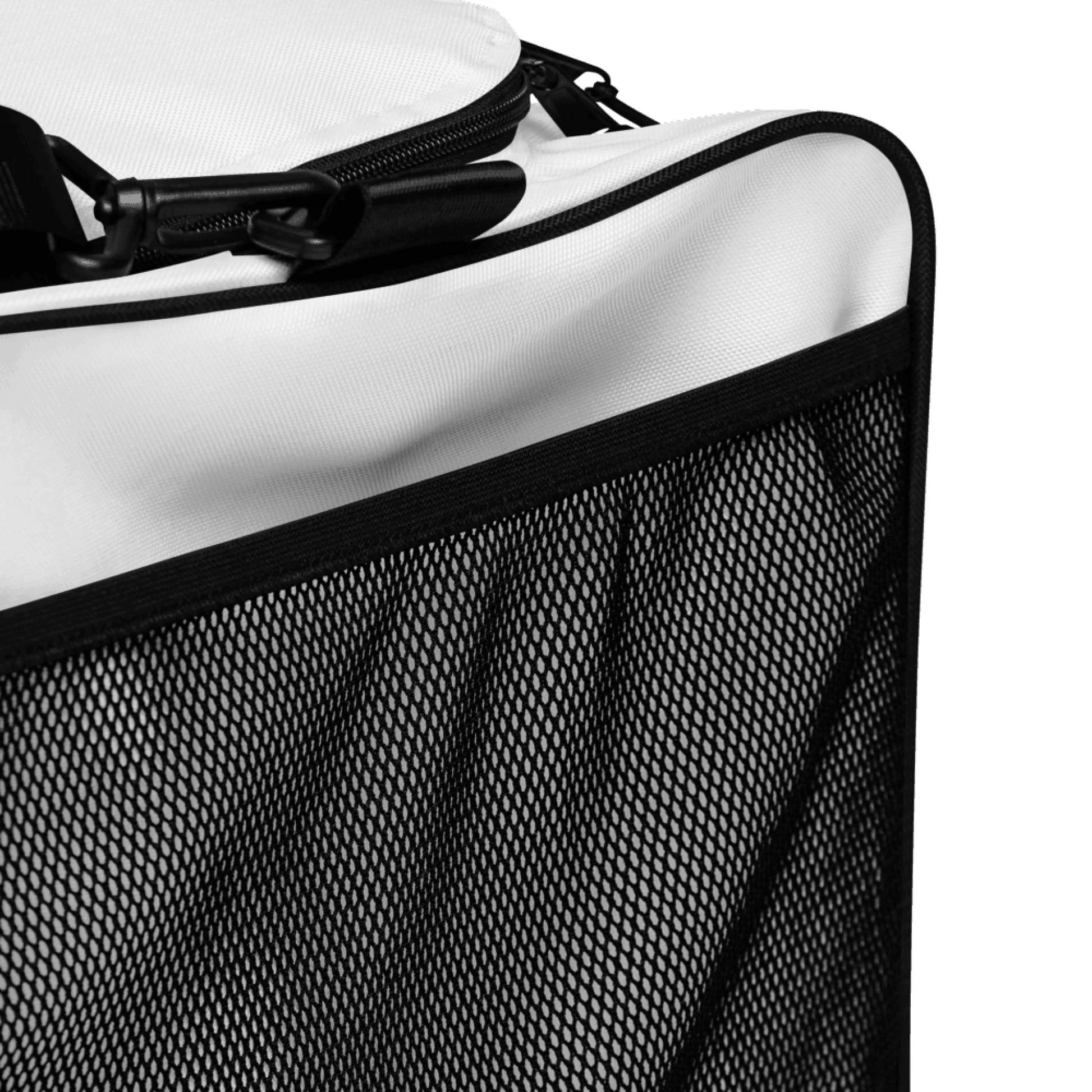 Color or size variation of personalized all-over duffle bag — custom gym bag