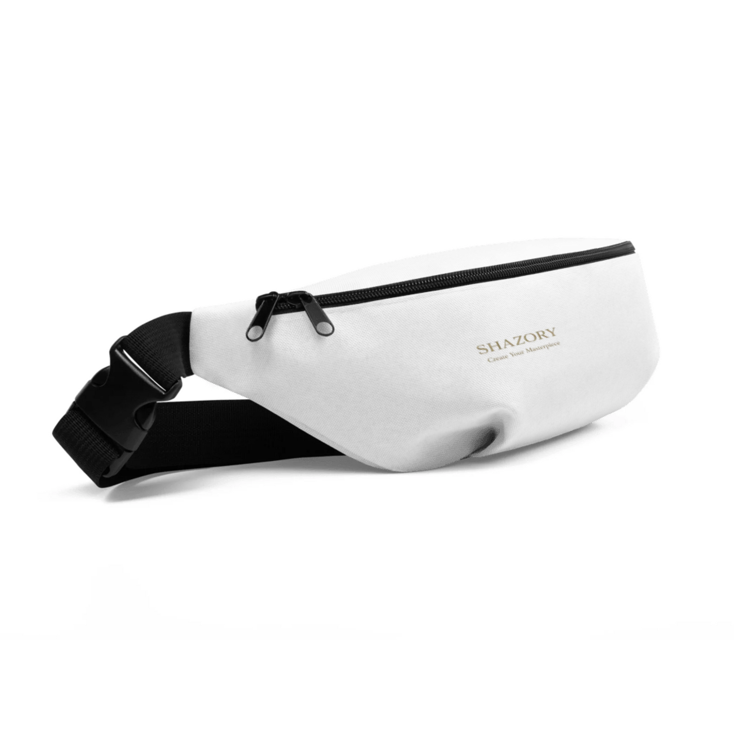 Alternate angle of custom all-over fanny pack — personalized design with all-over print bag